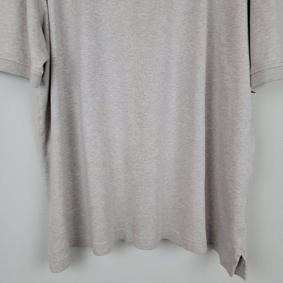 Nordstrom Brand Heather Taupe Button Up Short Sleeves Knit Cotton Polo Shirt XL - Picture 5 of 9